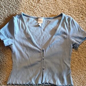 Light Blue Button-Up Women's Top